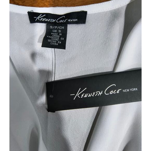 Kenneth Cole NY Sleeveless Lightweight Top with Ruffle, White, Sz S NWT - Picture 5 of 8